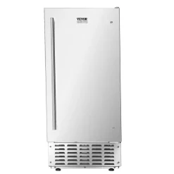 VEVOR Undercounter Built-in Ice Maker, 66 Lbs/Day Under Counter Nugget Ice Maker Machine with Reversible Door Stainless Steel, Freestanding Ice Maker for Commercial Home Kitchen, Electric Drainage