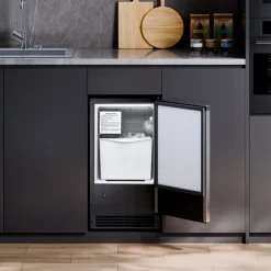 VEVOR Undercounter Built-in Ice Maker, 66 Lbs/Day Under Counter Nugget Ice Maker Machine with Reversible Door Stainless Steel, Freestanding Ice Maker for Commercial Home Kitchen, Electric Drainage