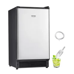 VEVOR Undercounter Built-in Ice Maker, 66 Lbs/Day Under Counter Nugget Ice Maker Machine with Reversible Door Stainless Steel, Freestanding Ice Maker for Commercial Home Kitchen, Electric Drainage