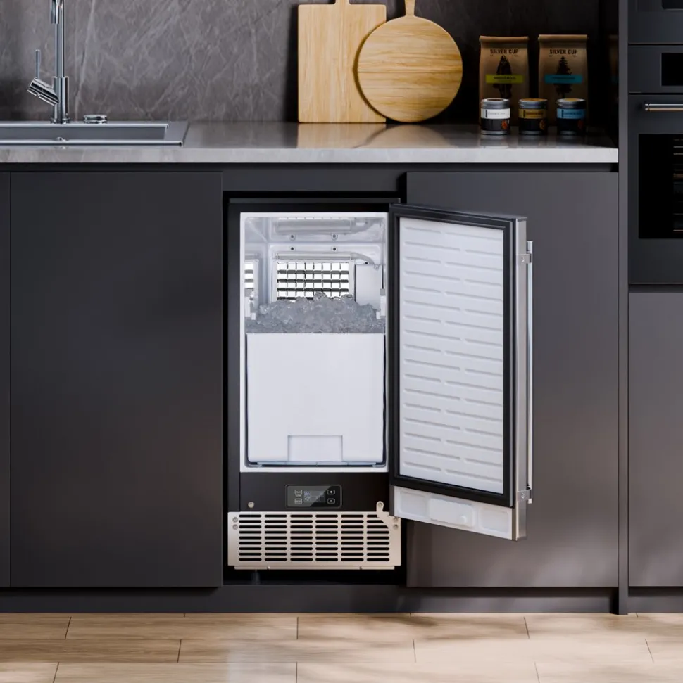 VEVOR Undercounter Built-in Ice Maker, 80 Lbs/Day Under Counter Ice Maker Machine with Drain Pump Reversible Door Stainless Steel, Freestanding Ice Maker for Commercial Home Kitchen
