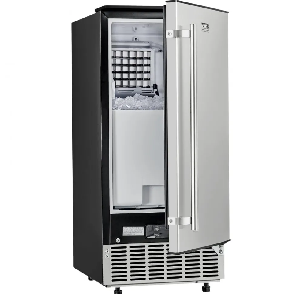 VEVOR Undercounter Built-in Ice Maker, 80 Lbs/Day Under Counter Ice Maker Machine with Drain Pump Reversible Door Stainless Steel, Freestanding Ice Maker for Commercial Home Kitchen