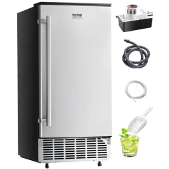 VEVOR Undercounter Built-in Ice Maker, 80 Lbs/Day Under Counter Ice Maker Machine with Drain Pump Reversible Door Stainless Steel, Freestanding Ice Maker for Commercial Home Kitchen