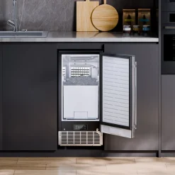 VEVOR Undercounter Built-in Ice Maker, 80 Lbs/Day Under Counter Ice Maker Machine with Reversible Door Stainless Steel, Freestanding Ice Maker for Commercial Home Kitchen, Electric Drainage
