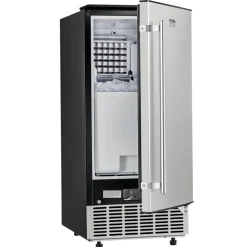 VEVOR Undercounter Built-in Ice Maker, 80 Lbs/Day Under Counter Ice Maker Machine with Reversible Door Stainless Steel, Freestanding Ice Maker for Commercial Home Kitchen, Electric Drainage