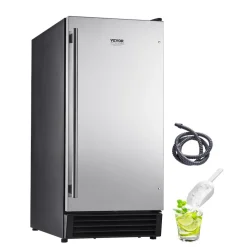 VEVOR Undercounter Built-in Ice Maker, 50 Lbs/Day Under Counter Ice Maker Machine with Drain Pump Reversible Door Stainless Steel, Freestanding Ice Maker for Commercial Home Kitchen