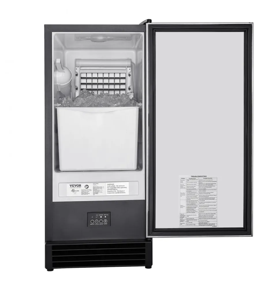 VEVOR Undercounter Built-in Ice Maker, 50 Lbs/Day Under Counter Ice Maker Machine with Drain Pump Reversible Door Stainless Steel, Freestanding Ice Maker for Commercial Home Kitchen