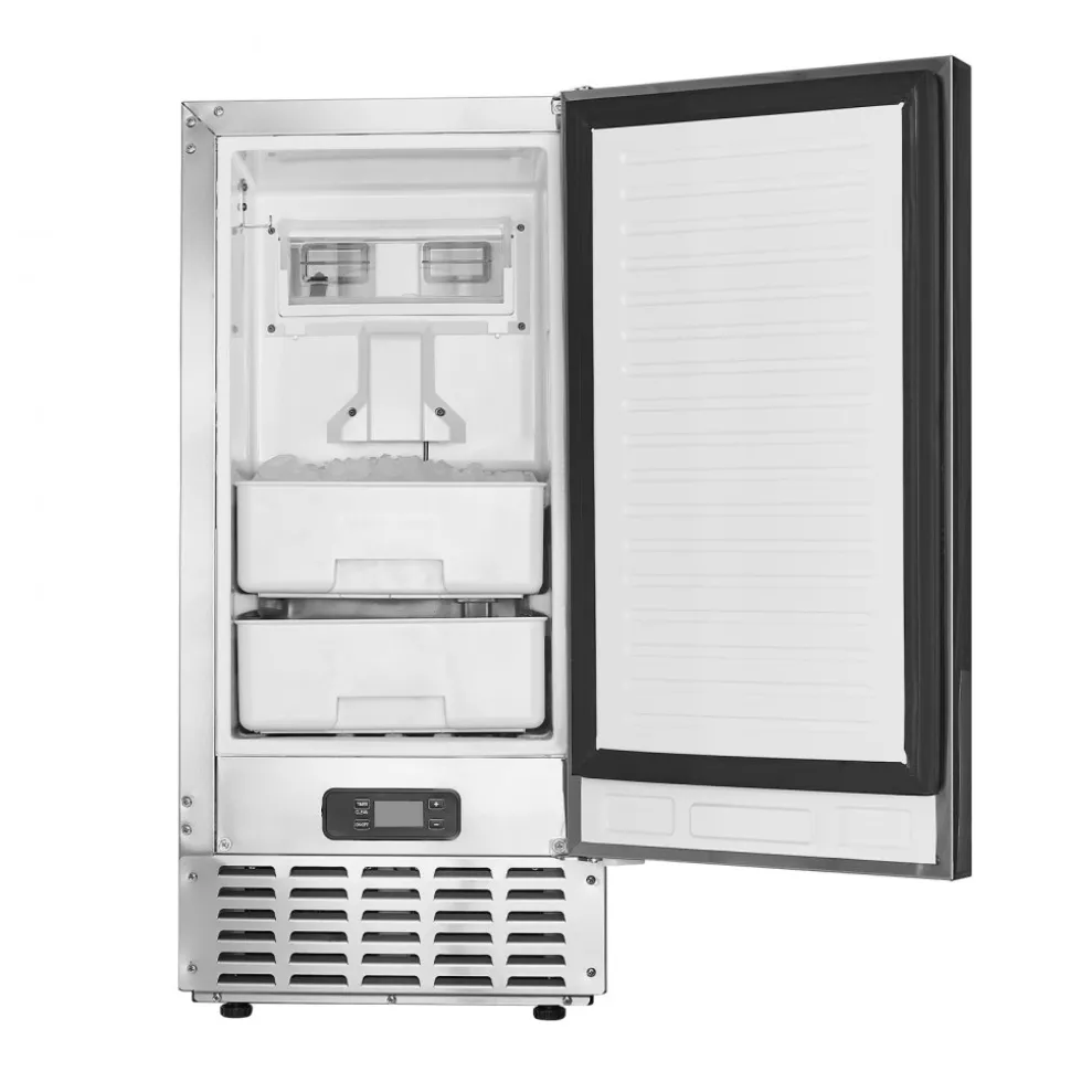 VEVOR Undercounter Built-in Ice Maker, 66 Lbs/Day Under Counter Nugget Ice Maker Machine with Drain Pump Reversible Door Stainless Steel, Freestanding Ice Maker for Commercial Home Kitchen