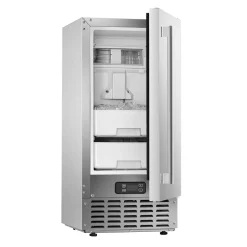 VEVOR Undercounter Built-in Ice Maker, 66 Lbs/Day Under Counter Nugget Ice Maker Machine with Drain Pump Reversible Door Stainless Steel, Freestanding Ice Maker for Commercial Home Kitchen
