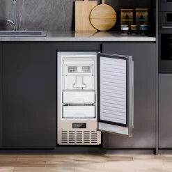 VEVOR Undercounter Built-in Ice Maker, 66 Lbs/Day Under Counter Nugget Ice Maker Machine with Drain Pump Reversible Door Stainless Steel, Freestanding Ice Maker for Commercial Home Kitchen