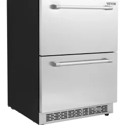 VEVOR 24" Undercounter Refrigerator, 2 Drawer Wine Refrigerator with Different Temperature, 4.87 Cu.ft. Capacity, Waterproof Indoor and Outdoor Under Counter Drawer Fridge for Home and Commercial Use