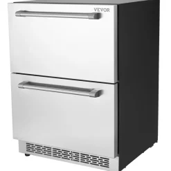 VEVOR 24" Undercounter Refrigerator, 2 Drawer Wine Refrigerator with Different Temperature, 4.87 Cu.ft. Capacity, Waterproof Indoor and Outdoor Under Counter Drawer Fridge for Home and Commercial Use