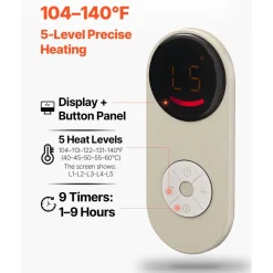 VEVOR Under Desk Space Heater,Rollable Foot Warmer Portable for Home&Office,Timer & Secure,Quiet for Legs,Ankles,Touch&Remote Control Personal Electric Round Surround Warming Pad,Over-Heat Protection