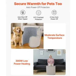 VEVOR Under Desk Space Heater,Rollable Foot Warmer Portable for Home&Office,Timer & Secure,Quiet for Legs,Ankles,Touch&Remote Control Personal Electric Round Surround Warming Pad,Over-Heat Protection