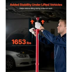 VEVOR Underhoist Support Stand, 1 Ton (2204 lbs) Capacity Under Hoist Jack Stand with Handle, Adjustable Height, Bearing Mounted Spin Handle, Self-Locking Threaded Screw, Support Vehicle Components