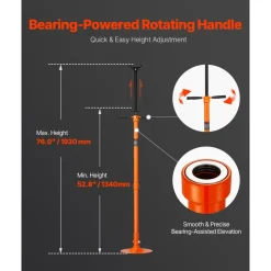 VEVOR Underhoist Support Stand, 3/4 Ton Capacity Under Hoist Jack Stand, Lifting from 52.8 to 76 in, Self-Locking Threaded Screw, Bearing Mounted Spin Handle Pole Jack, Support Vehicle Components