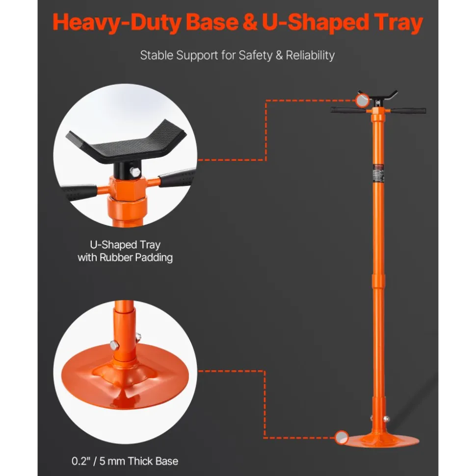 VEVOR Underhoist Support Stand, 3/4 Ton Capacity Under Hoist Jack Stand, Lifting from 52.8 to 76 in, Self-Locking Threaded Screw, Bearing Mounted Spin Handle Pole Jack, Support Vehicle Components