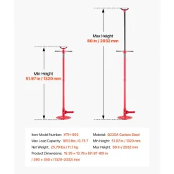 VEVOR Underhoist Support Stand, 3/4 Ton (1653 lbs) Capacity Under Hoist Jack Stand, Lifting from 51.97