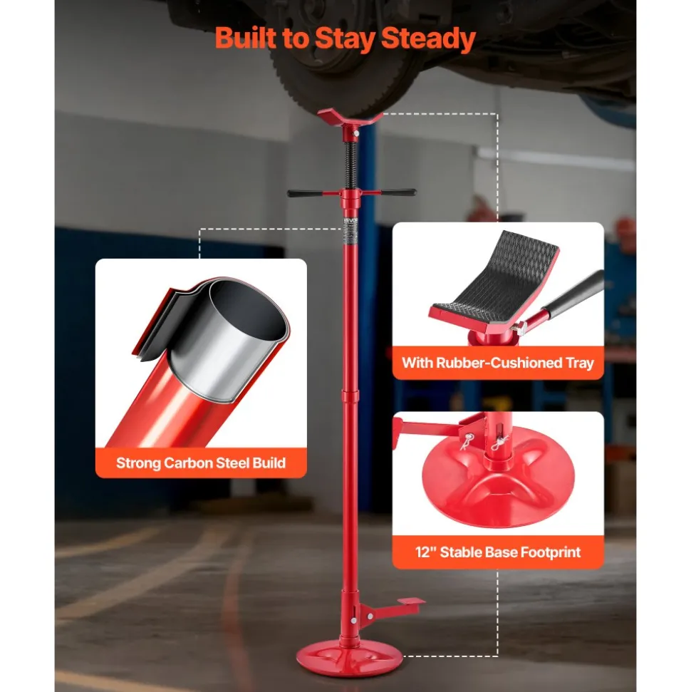 VEVOR Underhoist Support Stand, 3/4 Ton (1653 lbs) Capacity Under Hoist Jack Stand, Lifting from 51.97" to 80", Bearing Mounted Spin Handle, Foot Pedal, 12" Diameter Base, Support Vehicle Components