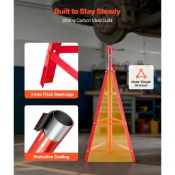 VEVOR Under Hoist Tripod Stand, 2 Ton (4409 lbs) Capacity High Lift Jack Stand Reach Underhoist Support, Lifting from 47.24