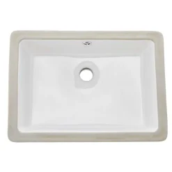 VEVOR Undermount Bathroom Sink, 18.5 x 13.19 Inch Rectangular White Ceramic Vessel Sink with Overflow Hole, Under Counter Drop in Modern Lavatory Vanity Bath Wash Bowl Basin, Rectangle Small Space