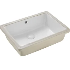 VEVOR Undermount Bathroom Sink, 18.5 x 13.19 Inch Rectangular White Ceramic Vessel Sink with Overflow Hole, Under Counter Drop in Modern Lavatory Vanity Bath Wash Bowl Basin, Rectangle Small Space
