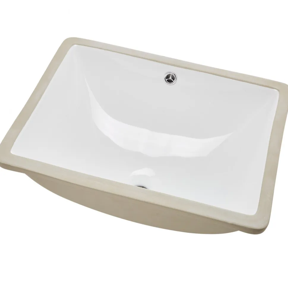 VEVOR Undermount Bathroom Sink, 20.28 x 15.16 Inch Rectangular White Ceramic Vessel Sink with Overflow Hole, Under Counter Drop in Modern Lavatory Vanity Bath Wash Bowl Basin, Rectangle Small Space
