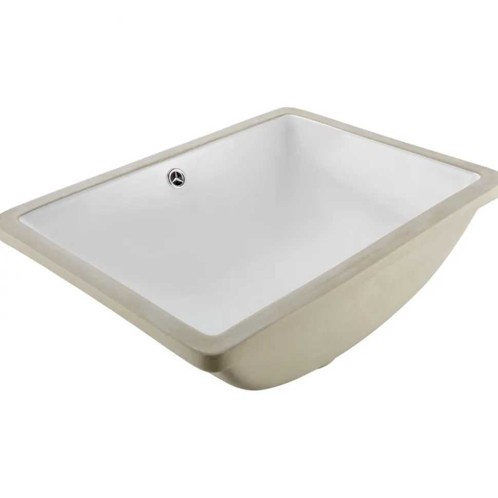 VEVOR Undermount Bathroom Sink, 20.28 x 15.16 Inch Rectangular White Ceramic Vessel Sink with Overflow Hole, Under Counter Drop in Modern Lavatory Vanity Bath Wash Bowl Basin, Rectangle Small Space