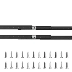 VEVOR Undermount Drawer Slides, 16 inch, Full Extension Ball Bearing Under Stair Cabinet Rails, 260 LB Load Capacity Heavy Duty Bottom Stair Cabinet Glides Track Runners,for DIY Replacement, Black