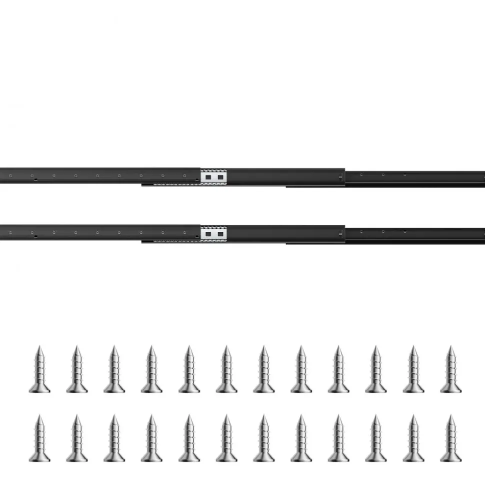 VEVOR Undermount Drawer Slides, 24 inch, Full Extension Ball Bearing Under Stair Cabinet Rails, 260 LB Load Capacity Heavy Duty Bottom Stair Cabinet Glides Track Runners,for DIY Replacement, Black