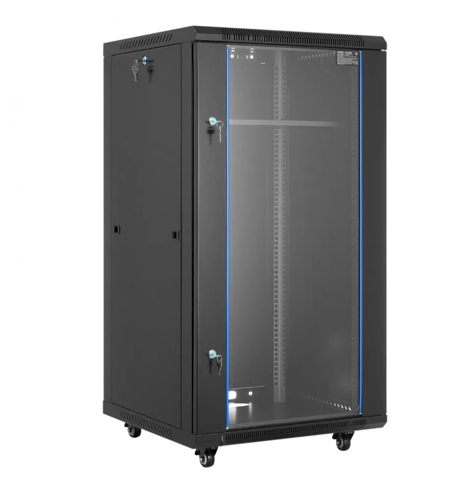 VEVOR 22U Network Cabinet Wall Mount, 23.6 in Depth, 300 lbs Max Load Capacity Server Cabinet Rack Enclosure with Locking Tempered Glass Door, Side Panels, Server Rack for IT Equipment, A/V Devices