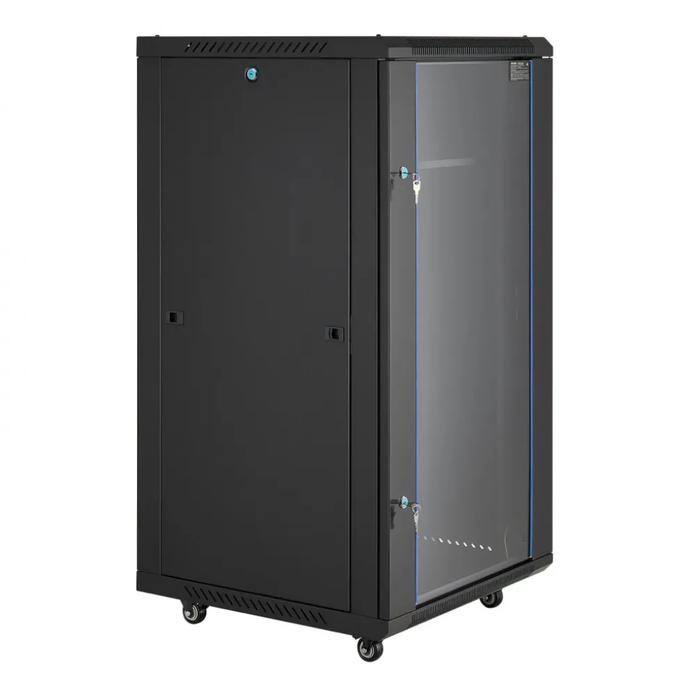 VEVOR 22U Network Cabinet Wall Mount, 23.6 in Depth, 300 lbs Max Load Capacity Server Cabinet Rack Enclosure with Locking Tempered Glass Door, Side Panels, Server Rack for IT Equipment, A/V Devices