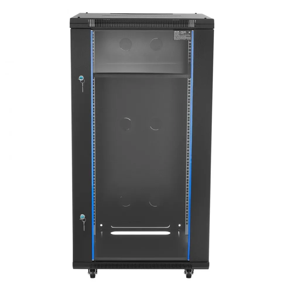 VEVOR 22U Network Cabinet Wall Mount, 23.6 in Depth, 300 lbs Max Load Capacity Server Cabinet Rack Enclosure with Locking Tempered Glass Door, Side Panels, Server Rack for IT Equipment, A/V Devices