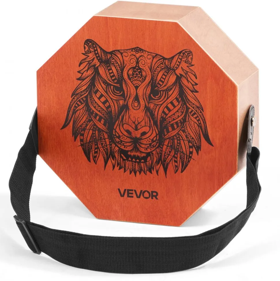 VEVOR Unique Cajon Box Drum, with Internal Guitar Strings, Portable Wooden Percussion Box, Birch Wood Drum Musical Instrument with Adjustable Strap, for Beginners & Professionals, 11.6 x 11.6 x 4 in