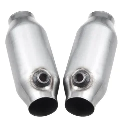 VEVOR Universal Catalytic Converter, 2.5 Inch Inlet/Outlet, 2 Pack High Flow Car Catalytic Converter with O2 Port, Direct Replacement, Stainless Steel Material, for Quick Exhaust Gas Purification