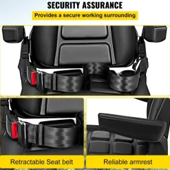 VEVOR Universal Fold Down Forklift Seat with Retractable Safety Belt, Armrest,Adjustable Seat for Excavator, Forklift, Tractor, Skid Loader, Backhoe Dozer Telehandler