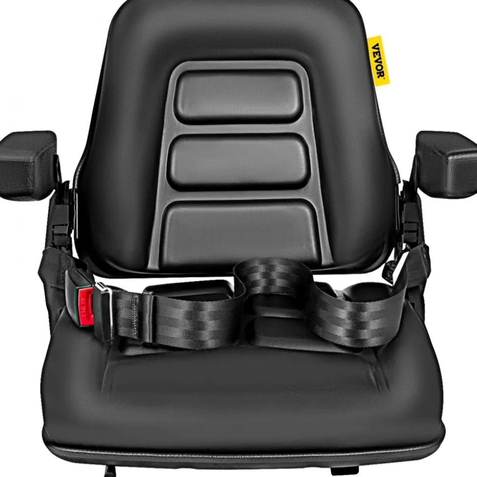 VEVOR Universal Fold Down Forklift Seat with Retractable Safety Belt, Armrest,Adjustable Seat for Excavator, Forklift, Tractor, Skid Loader, Backhoe Dozer Telehandler