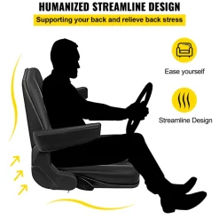 VEVOR Universal Fold Down Forklift Seat with Retractable Safety Belt, Armrest,Adjustable Seat for Excavator, Forklift, Tractor, Skid Loader, Backhoe Dozer Telehandler