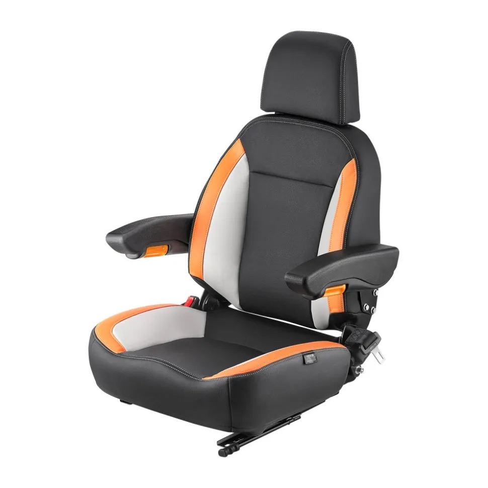VEVOR Universal Forklift Seat, Tractor Seat with Adjustable Back, Armrest, Headrest & Safety Belt, Secure Tractor Seat with Micro Switch, Ergonomic Lawnmower Seat for Skid Loader Bulldozer