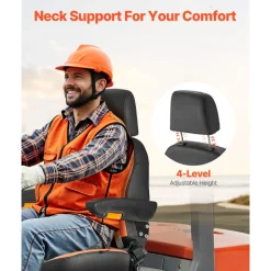 VEVOR Universal Forklift Seat, Tractor Seat with Adjustable Back, Armrest, Headrest & Safety Belt, Secure Tractor Seat with Micro Switch, Ergonomic Lawnmower Seat for Skid Loader Bulldozer