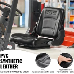 VEVOR Universal Forklift Seat, Fold Down Tractor Seat with Adjustable Angle Back and Micro Switch, 6.3-13.4 inch Extended Slot Comfortable Forklift Seat for Tractor Loader Excavator