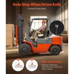 VEVOR Universal Forklift Seat, Tractor Suspension Seat with Adjustable Back, Armrest & Safety Belt, Secure Fold Down Tractor Seat with Micro Switch, Lawnmower Seat for Skid Loader Bulldozer