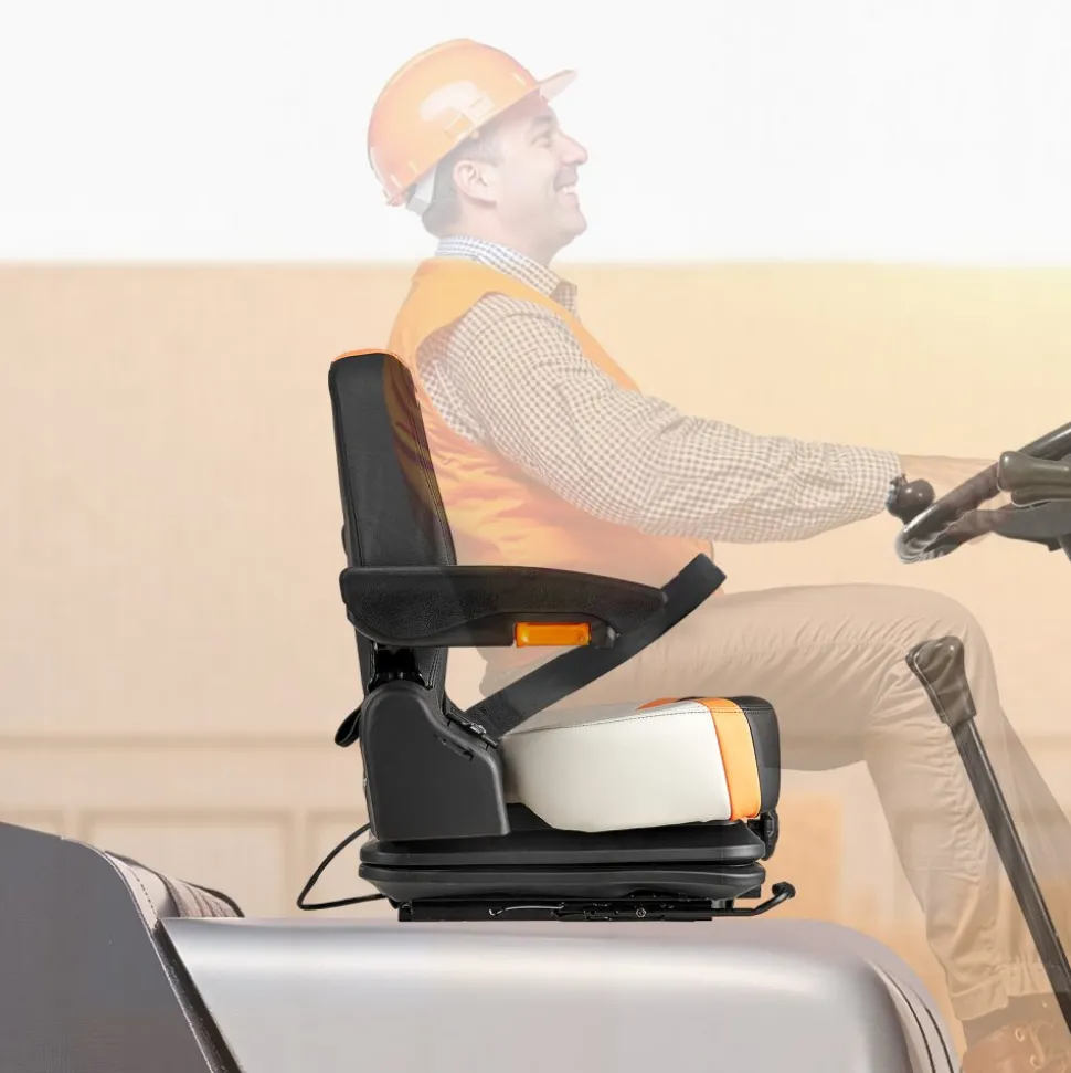 VEVOR Universal Forklift Seat, Tractor Suspension Seat with Adjustable Back, Armrest & Safety Belt, Secure Fold Down Tractor Seat with Micro Switch, Lawnmower Seat for Skid Loader Bulldozer