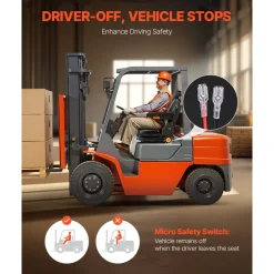 VEVOR Universal Forklift Seat, Tractor Suspension Seat with Adjustable Back, Armrest, Headrest & Safety Belt, Secure Fold Down Tractor Seat with Micro Switch, Lawnmower Seat for Skid Loader Bulldozer