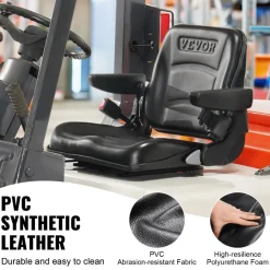 VEVOR Universal Forklift Seat Wrap Around, Universal Tractor Seat with Micro Switch, Adjustable Tractor Suspension Seat with Tilt Fits for John Deere, Ford, Massey Ferguson, New Holland Tractor