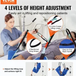 VEVOR Universal Full Body Patient Lift Sling - Large, Patient Lift Medical Sling for Easy Transfer and Bathing, Polyester Patient Aid Transfer Sling for Elderly, Disabled, Bedridden, 600LBS Capacity