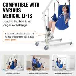VEVOR Universal Full Body Patient Lift Sling - Large, Patient Lift Medical Sling for Easy Transfer and Bathing, Polyester Patient Aid Transfer Sling for Elderly, Disabled, Bedridden, 600LBS Capacity