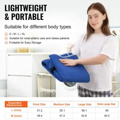 VEVOR Universal Full Body Patient Lift Sling - Large, Patient Lift Medical Sling for Easy Transfer and Bathing, Polyester Patient Aid Transfer Sling for Elderly, Disabled, Bedridden, 600LBS Capacity