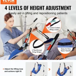 VEVOR Universal Full Body Patient Lift Sling - Medium, Patient Lift Medical Sling for Easy Transfer and Bathing, Polyester Patient Aid Transfer Sling for Elderly, Disabled, Bedridden, 500LBS Capacity