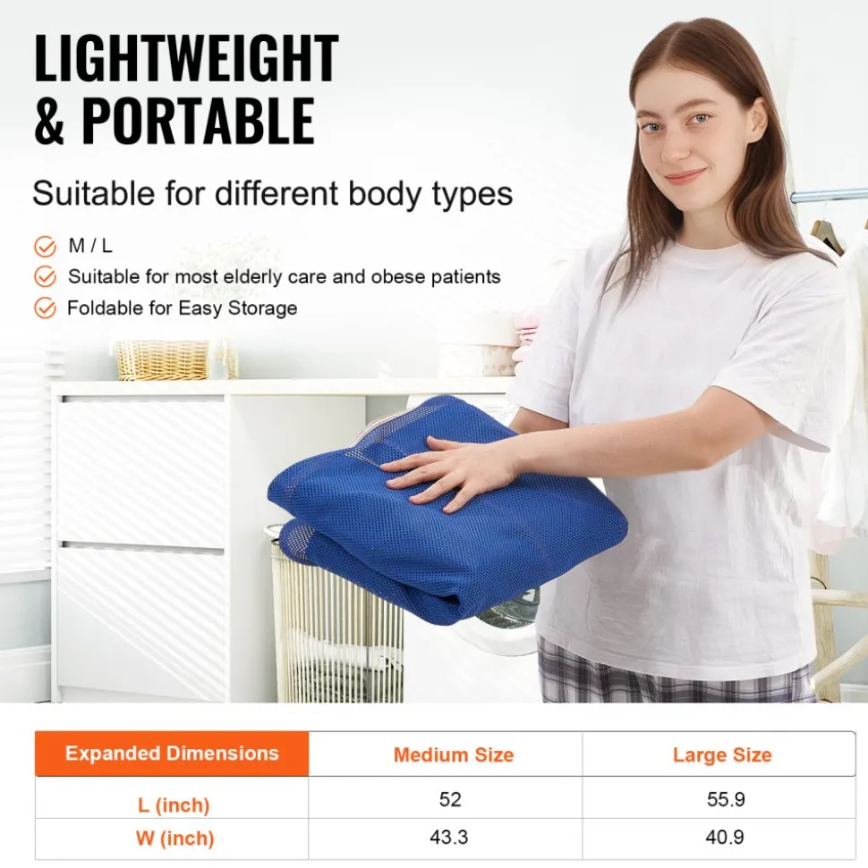 VEVOR Universal Full Body Patient Lift Sling - Medium, Patient Lift Medical Sling for Easy Transfer and Bathing, Polyester Patient Aid Transfer Sling for Elderly, Disabled, Bedridden, 500LBS Capacity