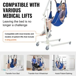 VEVOR Universal Full Body Patient Lift Sling - Medium, Patient Lift Medical Sling for Easy Transfer and Bathing, Polyester Patient Aid Transfer Sling for Elderly, Disabled, Bedridden, 500LBS Capacity